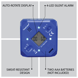 Time Cube DF-41 HIIT Timer, Tabata Training, Workout Timer, Exercise Timer, Fitness Timer, Silent Alert, Timecube, Sweat proof, Blue